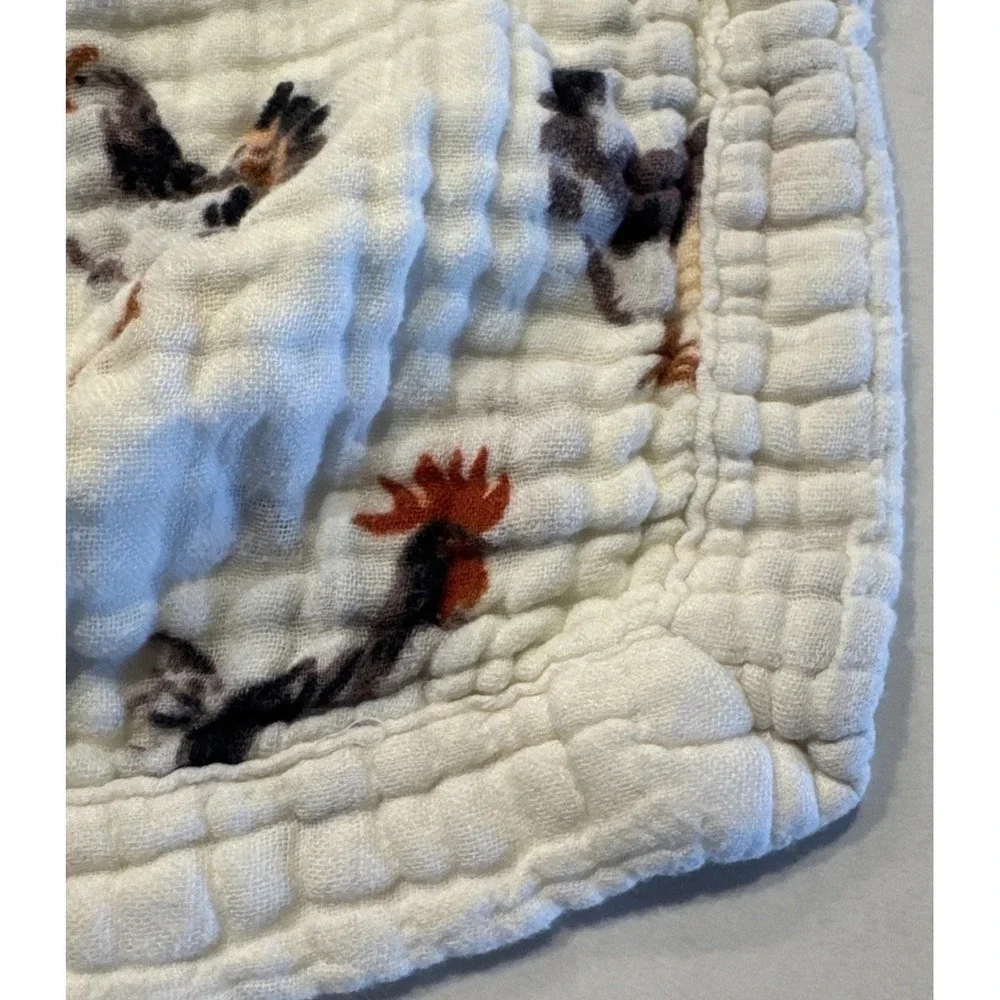 Milkbarn Bamboo Blend Chicken Print Burp Cloth Tiny‎ Lovey Country Farm Cottage